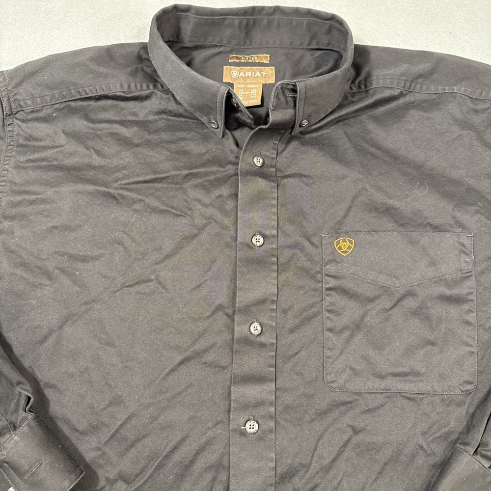SHIRT ARIAT Men XXL Twill Classic FITTED L/S Black Button Up Shirt Western